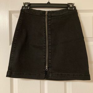 free people zip up black mini skirt